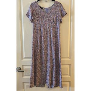 Hawaiian CINNAMON GIRL vtg Floral V-Neck Casual Short Sleeve Dress